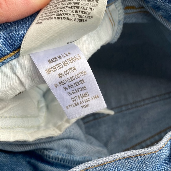 Agolde Toni straight leg high rise light wash raw hem jeans - Picture 4 of 5